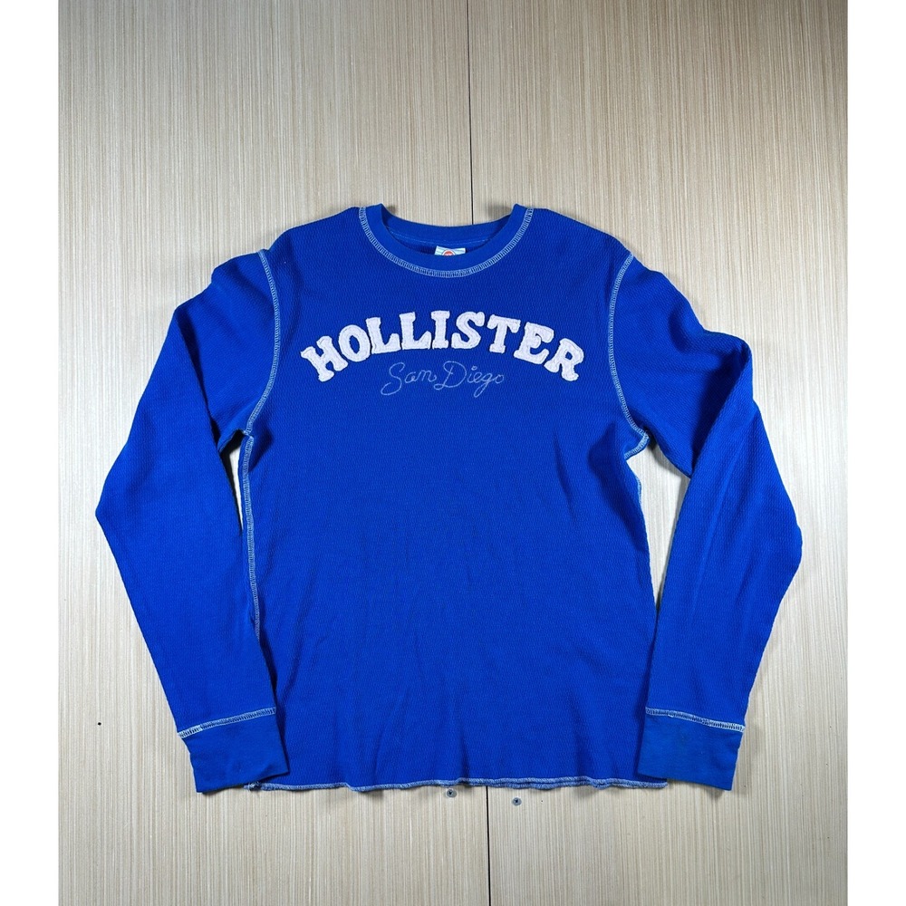 Hollister San Diego Surf Style Beach Shirt Mens Medium Blue Cotton Crew Neck